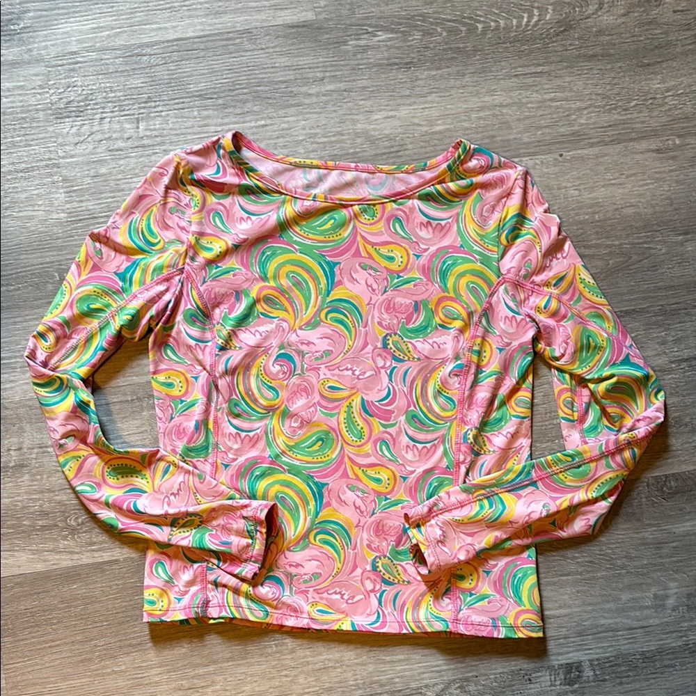 Lilly Pulitzer Girls Rash Guard Pink Paisley Long Sleeve Swim Top Size 5